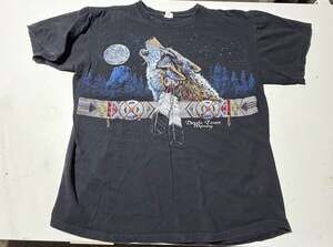 Vintage Anvil Howling Wolf Devils Tower Wyoming Graphic T-Shirt